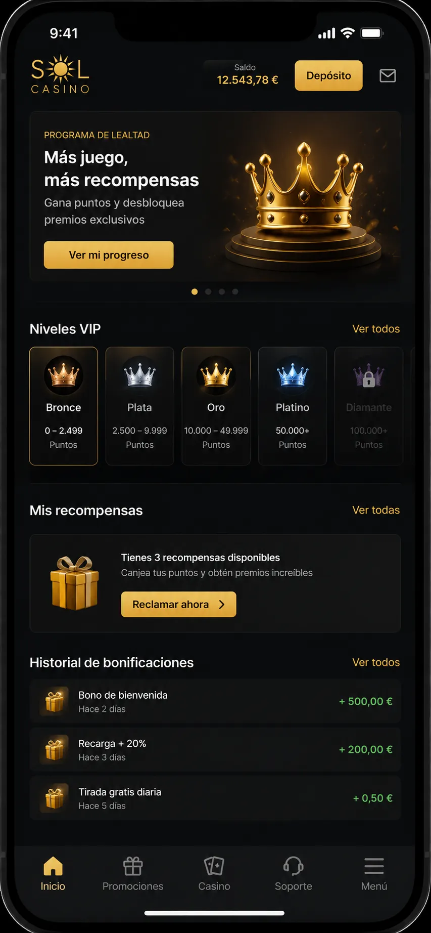 App de Sol Casino Chile — lobby principal