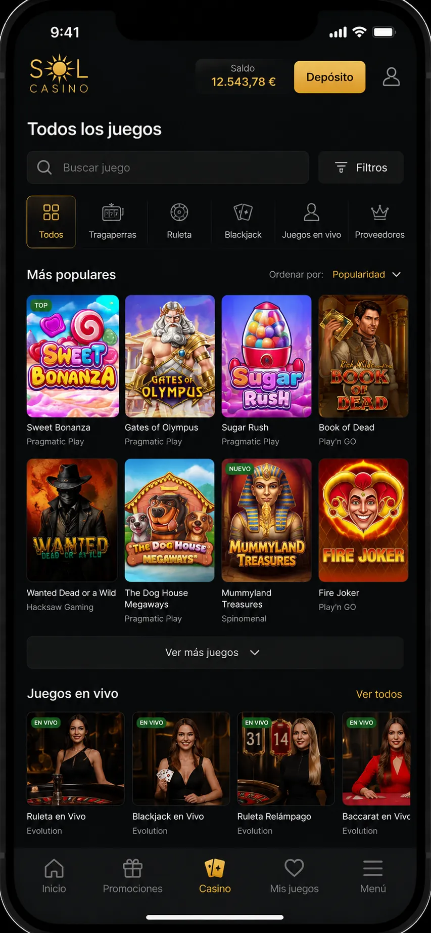 App de Sol Casino Chile — tragamonedas